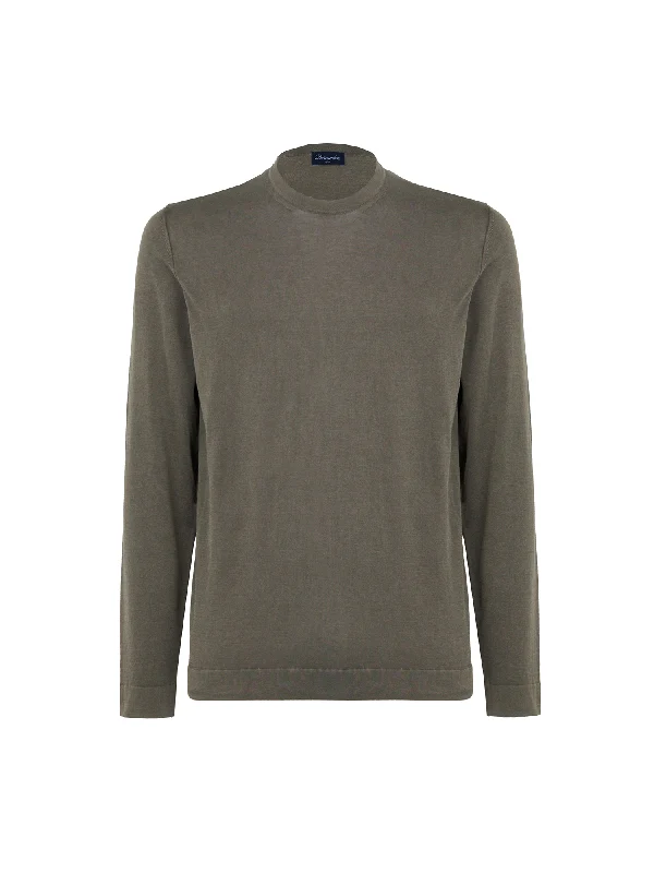 Crewneck Cotton Long Sleeve Top