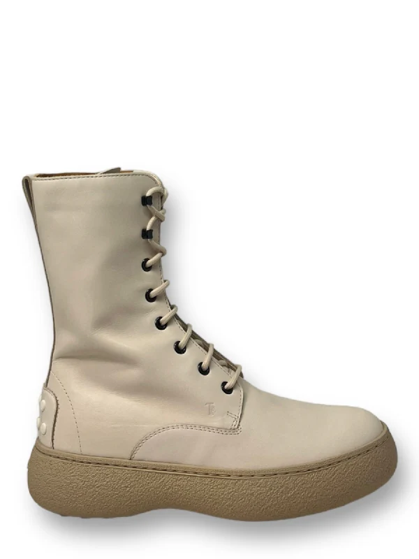 Pebble Tab Wg Leather Lace-Up Boots
