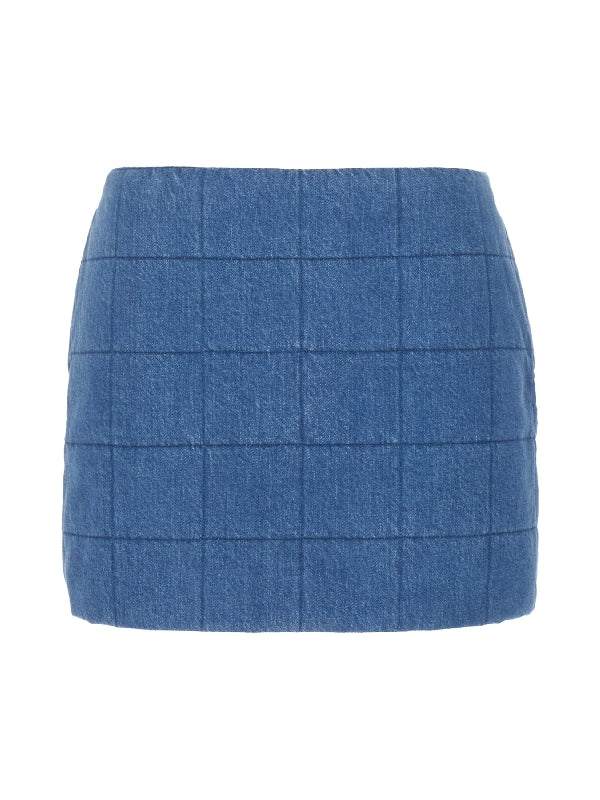 Quilted Detail Denim Skirt