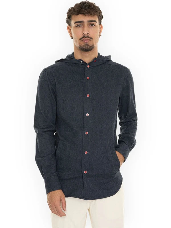 Logo Button Hood Cotton Shirt