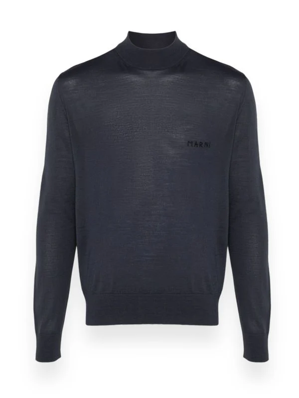 Chest Logo High Neck Wool Knit