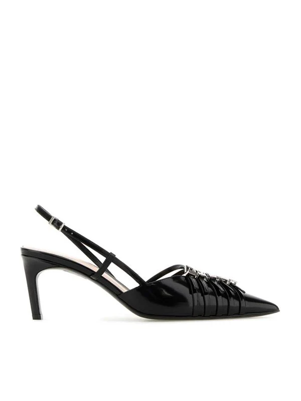 Buckle Strap Leather Sandal Heels