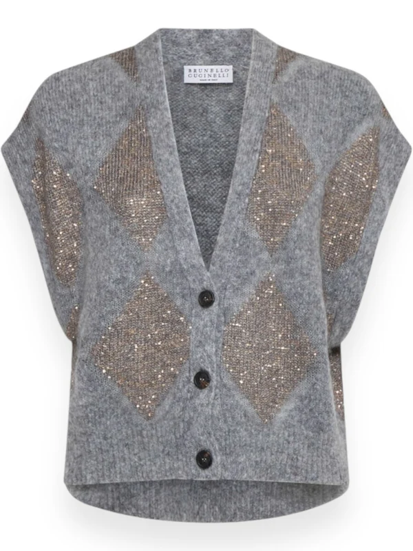 Monili Argyle Pattern Wool Mohair Vest