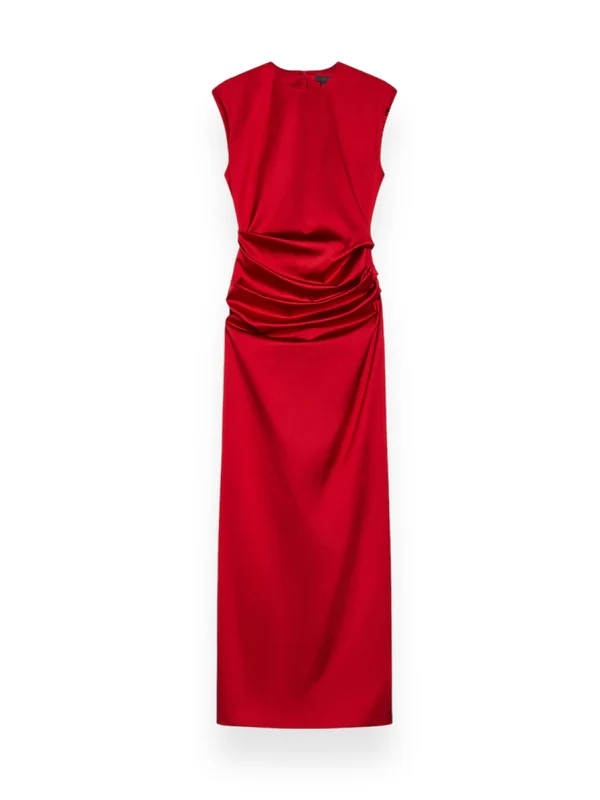 Drape Detail Sleeveless Long Dress