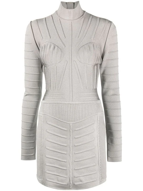 High-Neck Long Sleeve Dress