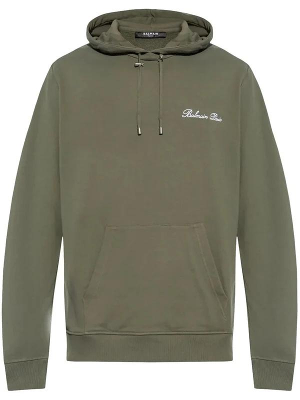 Logo Embroidered Cotton Hoodie