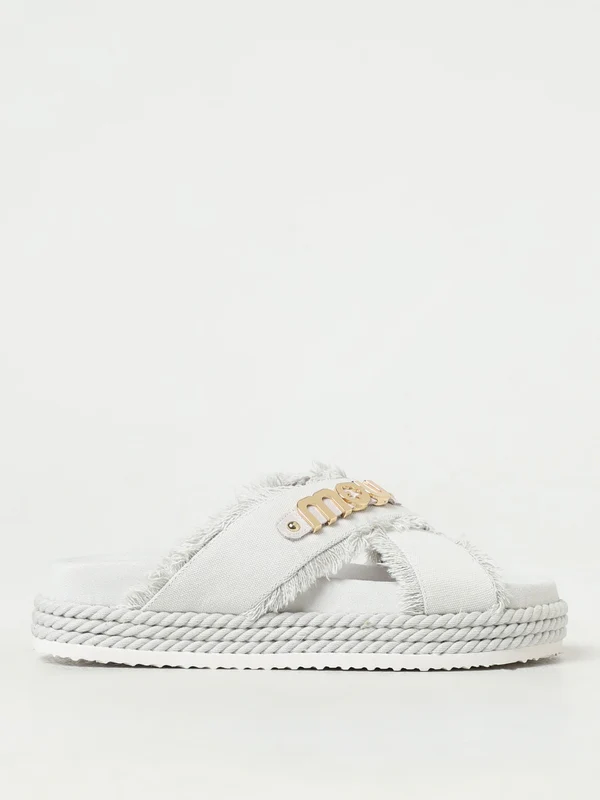 Metal Logo Embellished Cross Band Slides