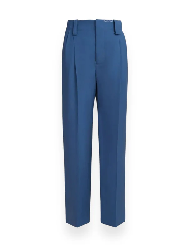 Logo Stitch Detail Pintuck Virgin Wool Pants