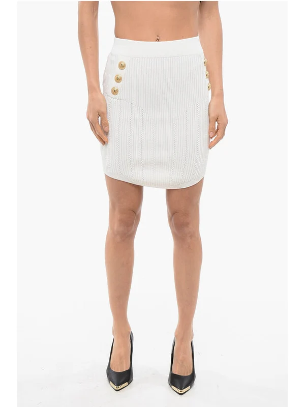 Logo Button Knit Skirt