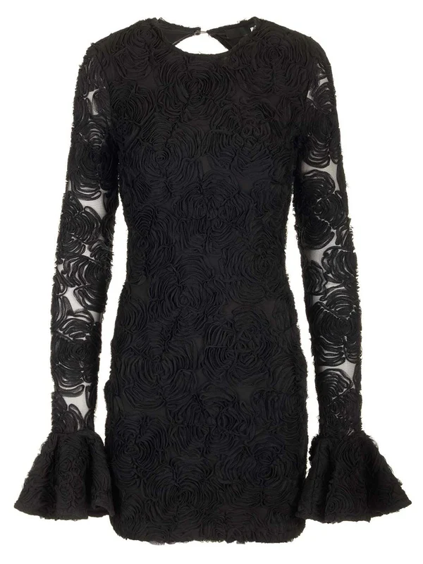 Flower Pattern Sheer Mini Dress
