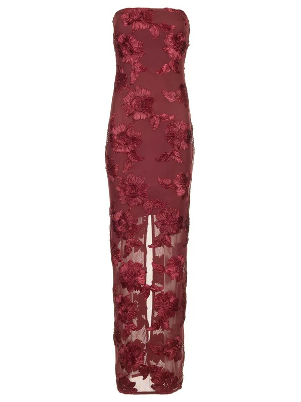 Flower Embroidery Sleeveless Midi Dress