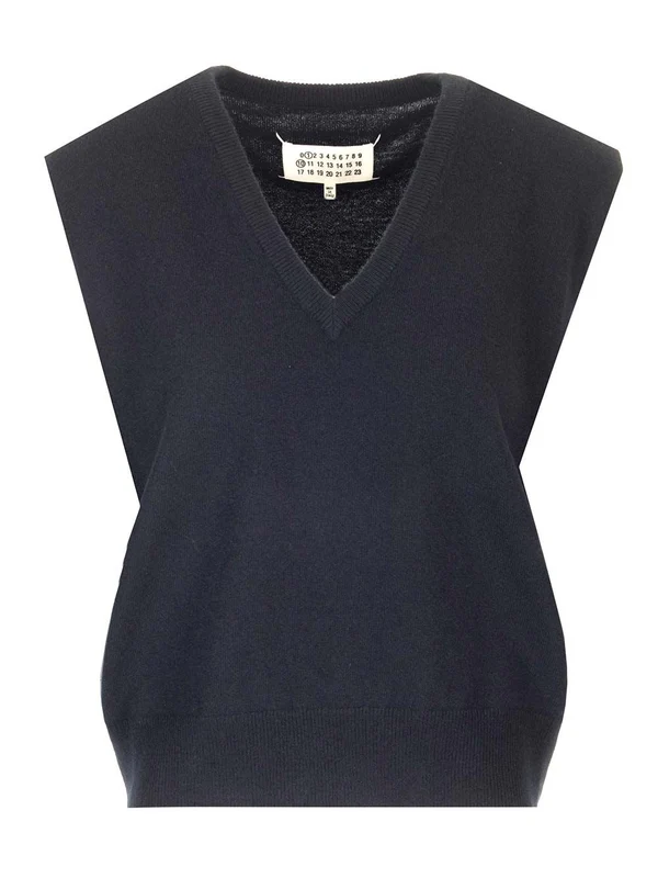 Back Stitch Wool Knit Vest