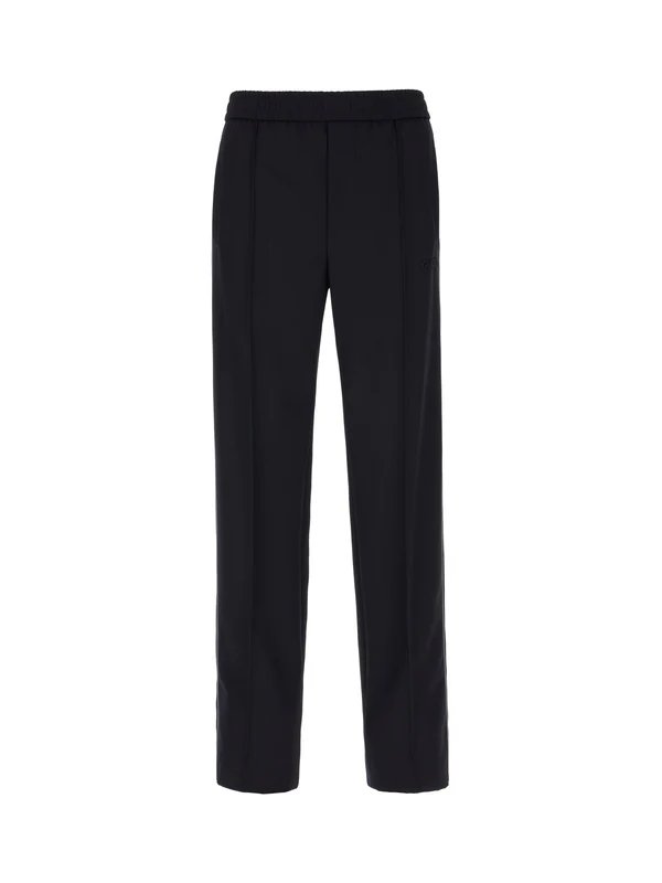 Logo Patch Wool Blend Bending Pants
