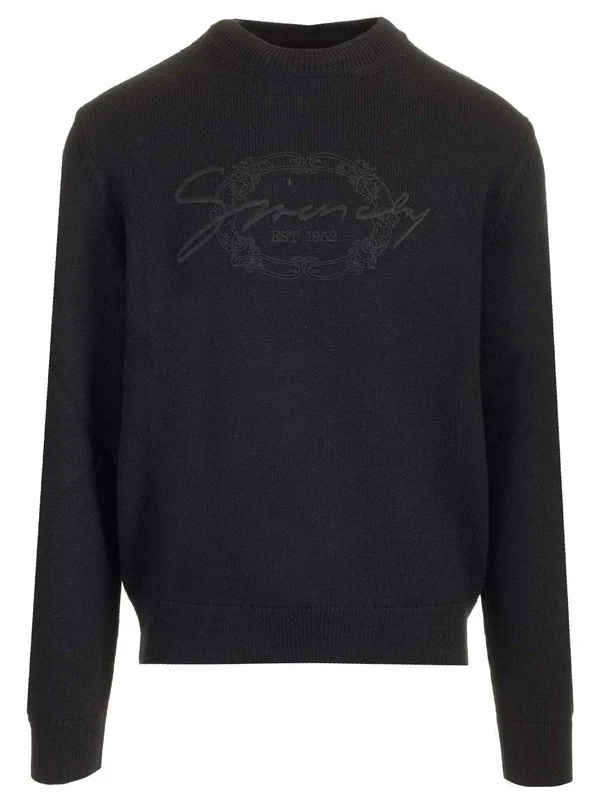 Embroidered Logo Crewneck Cotton Sweater