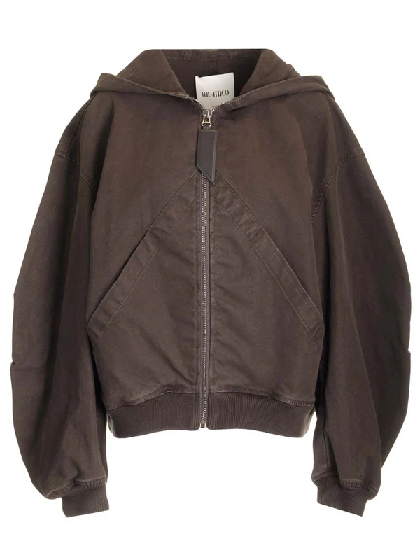 Cotton Gabardine Hoodie Bomber