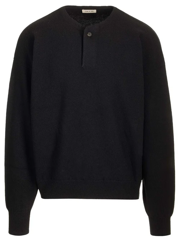 Henley Neck Wool Sweater