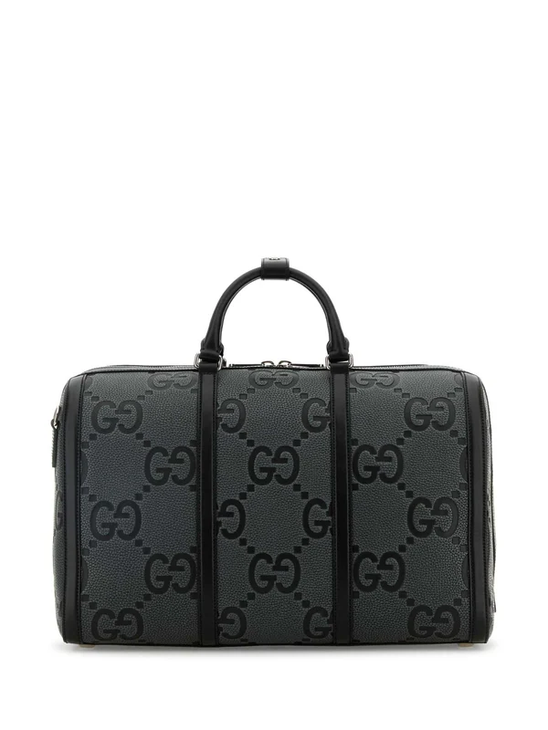 Gucci Jumbo Gg Medium Grey Boston Bags
