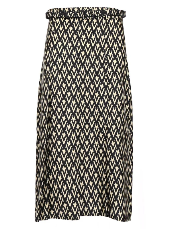 Silk Twill Pleated Skirt