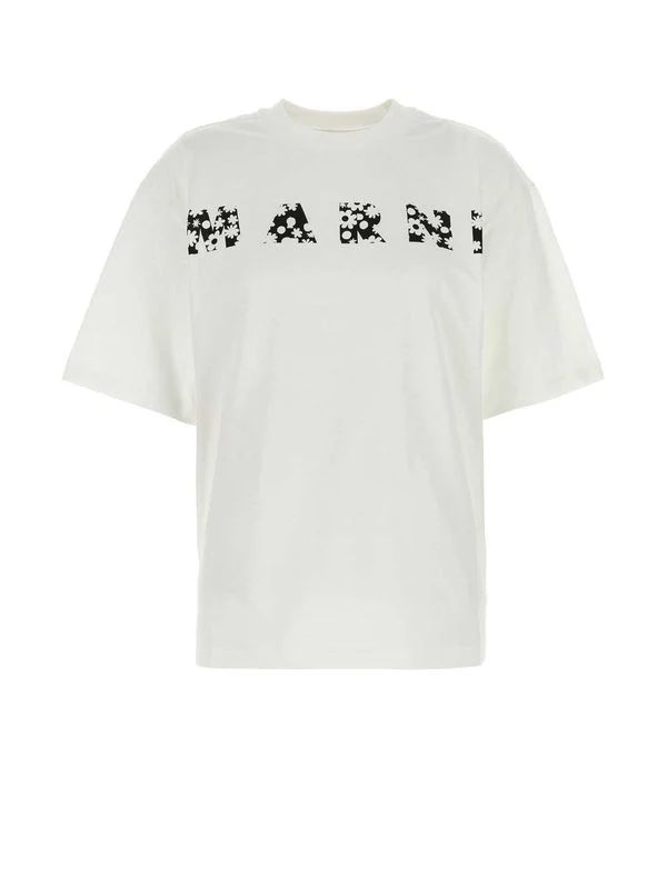 Flower Logo Printed Cotton Short-Sleeve T-Shirt