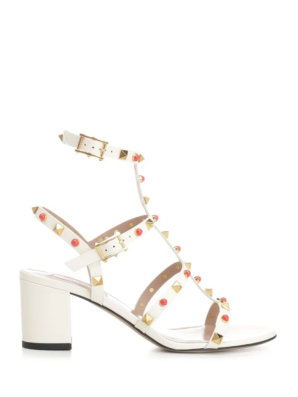 Rockstud Leather Sandal Heels