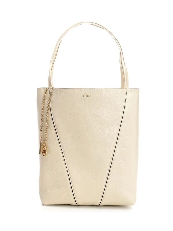 Spin Pendant Chain Leather Tote Bag