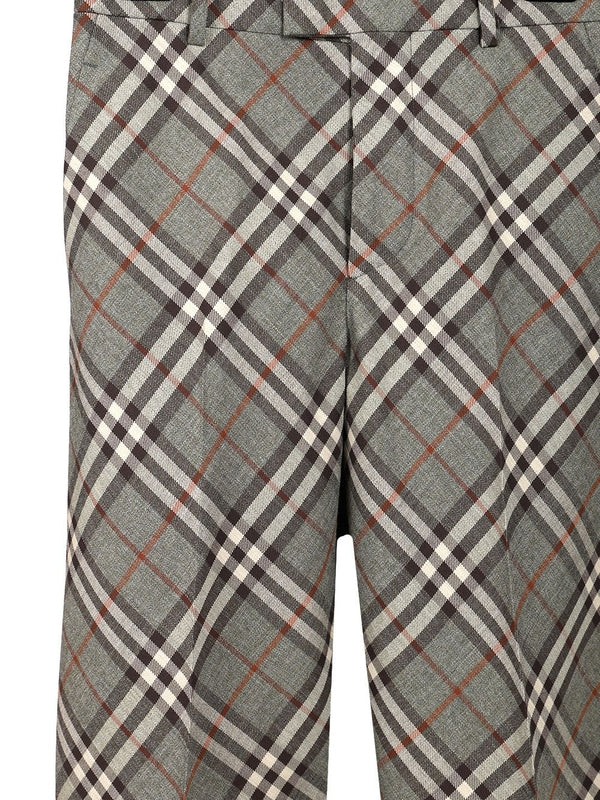 Check Pattern Straight Wool Tailored Pants - Image 7