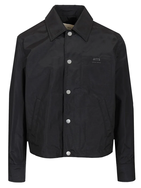 Embroidered Logo Nylon Bomber Jacket