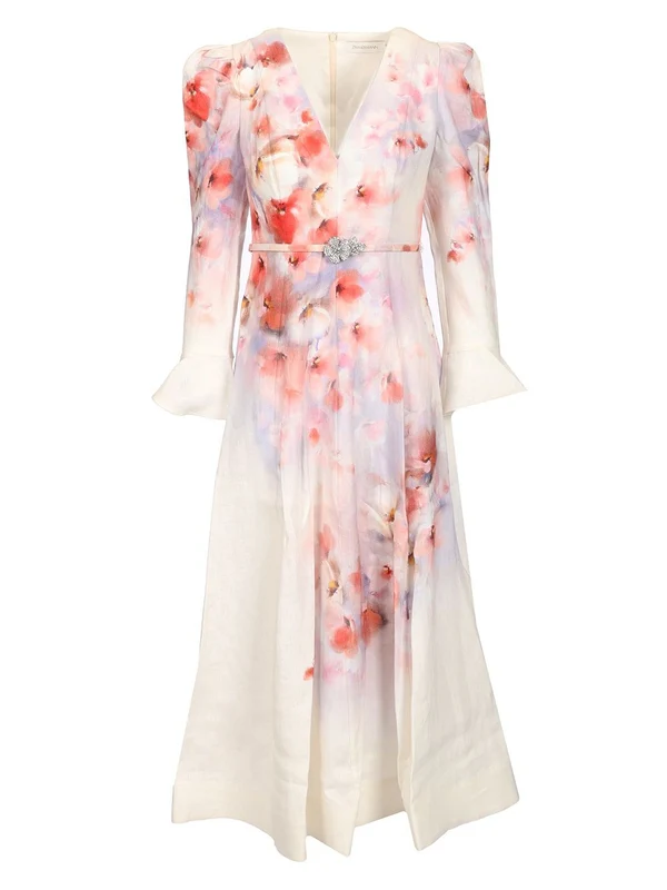 Crush Floral Linen Midi Dress