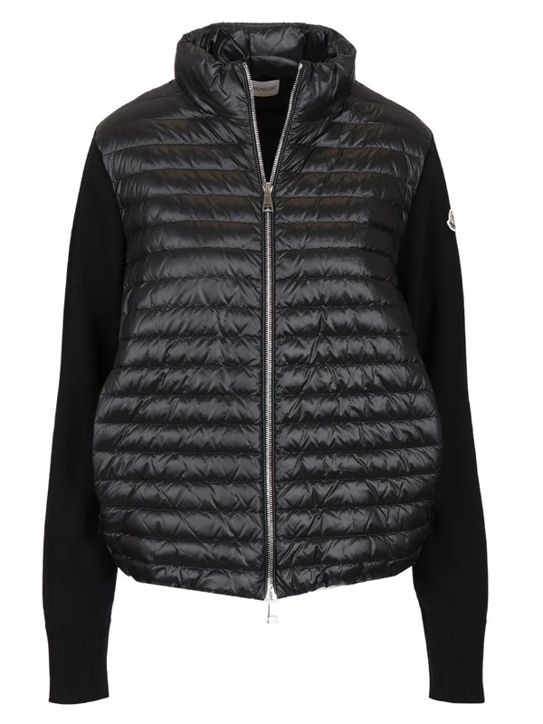 Knit Sleeve Logo Patch Padded Jacket