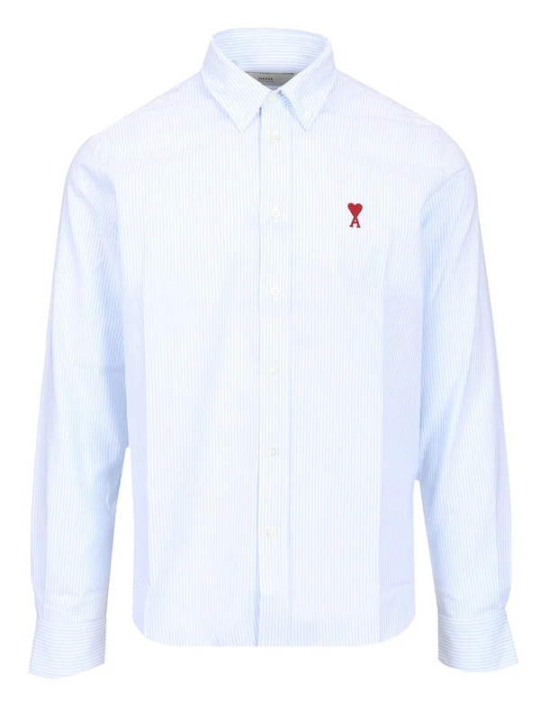 Embroidered Logo Stripe Cotton Shirt