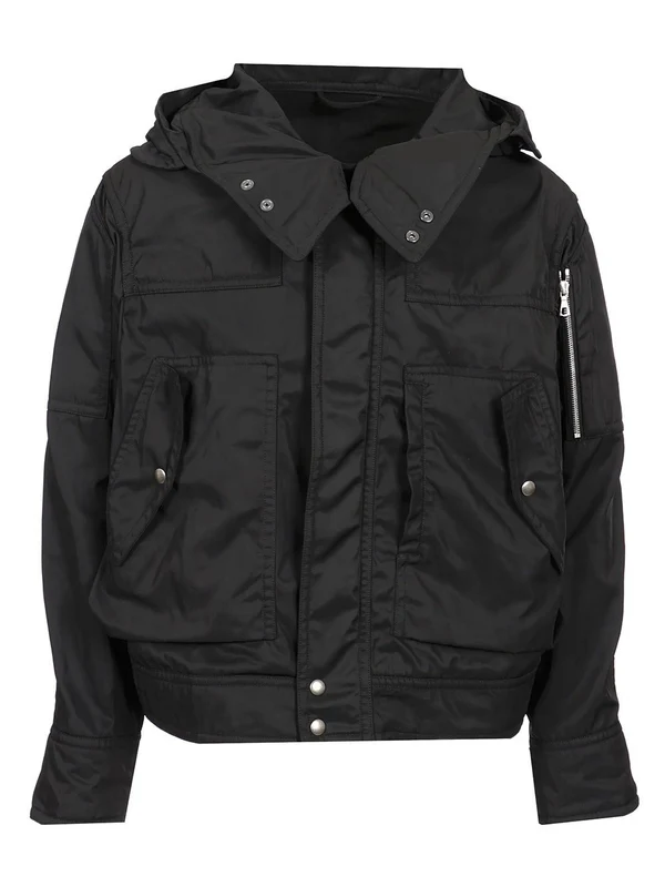 Hooded Nylon Bomber Jacket