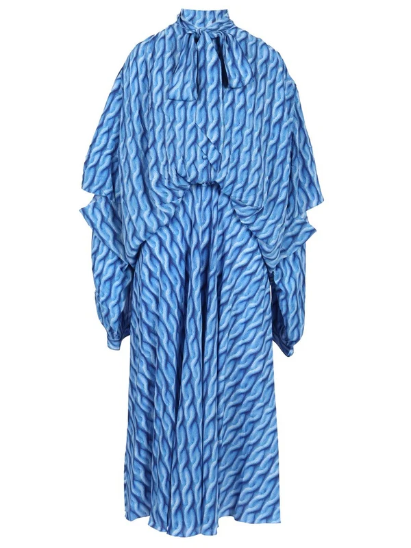 Plaited Knit Printed Dress