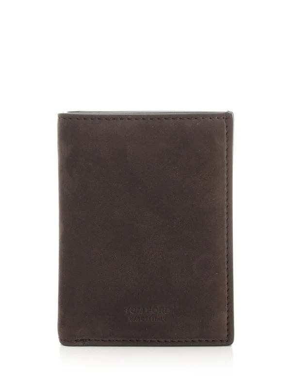 Nubuck T-line Leather Card Wallet