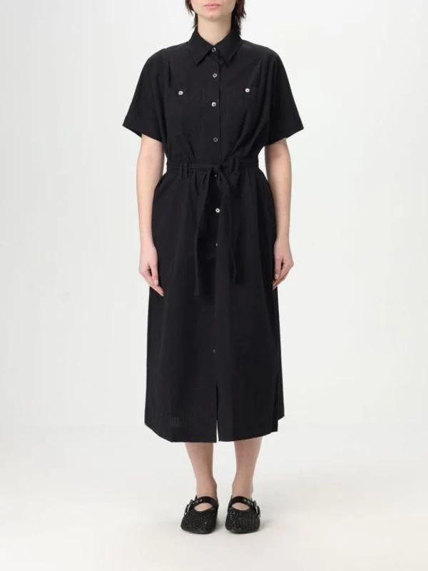 Belt Detail Shirt Midi Dress