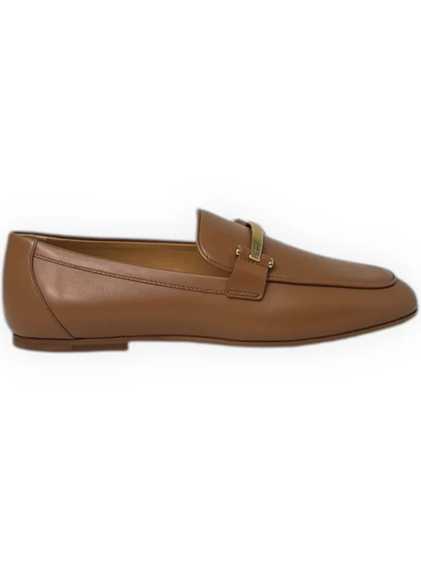 Metal Logo Leather Loafers
