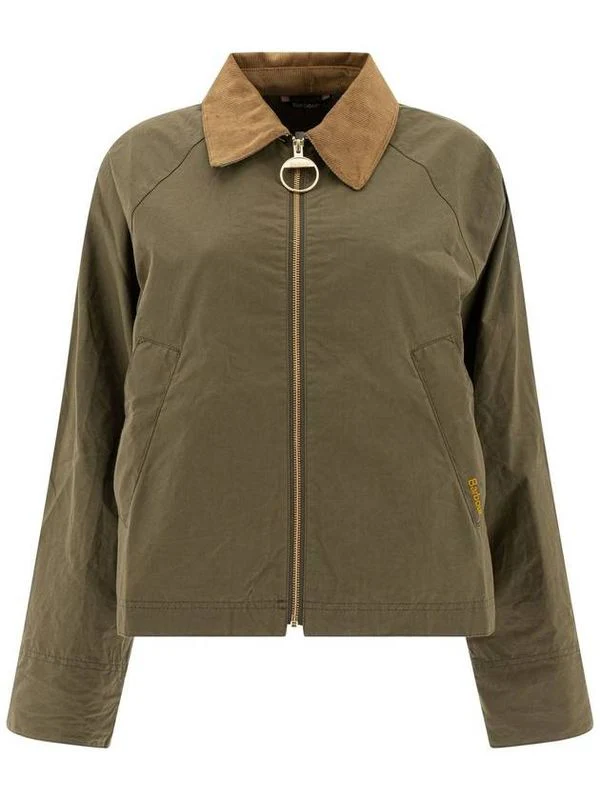 Corduroy Collar Zip-Up Cotton Jacket