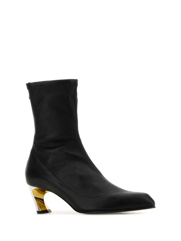 Armadillo Leather Ankle Boots Heelss - Image 2