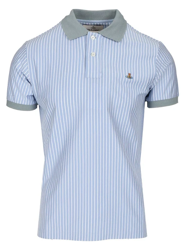 Embroidered Logo Stripe Polo Shirt