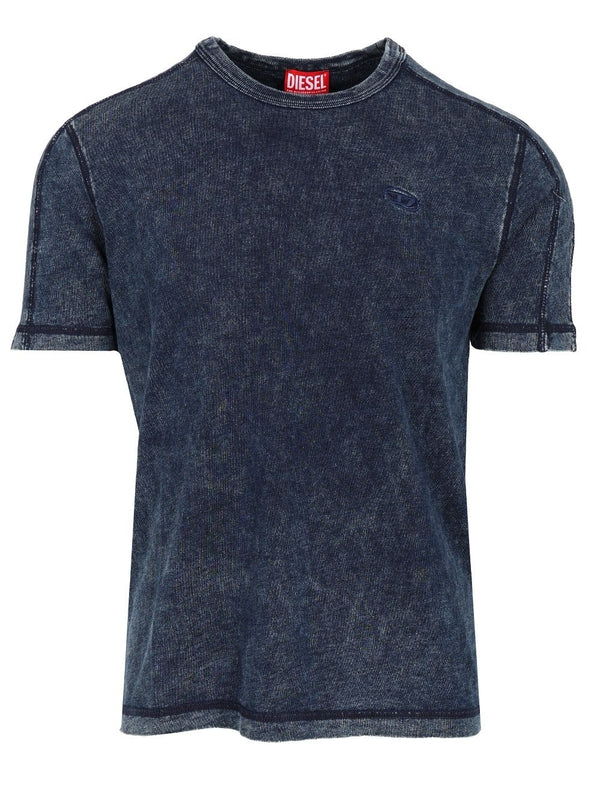 Embroidered Logo Denim Effect Short Sleeve T-shirt