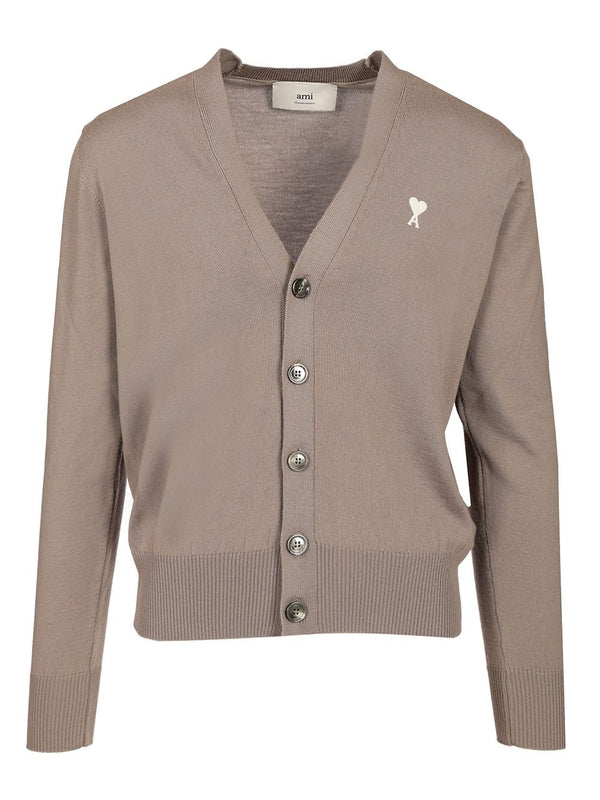 Embroidered Logo Wool Cardigan