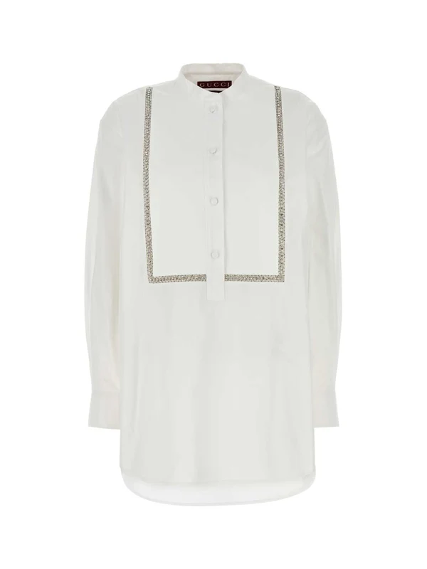 Jewel-embellished Mock-neck Shirt