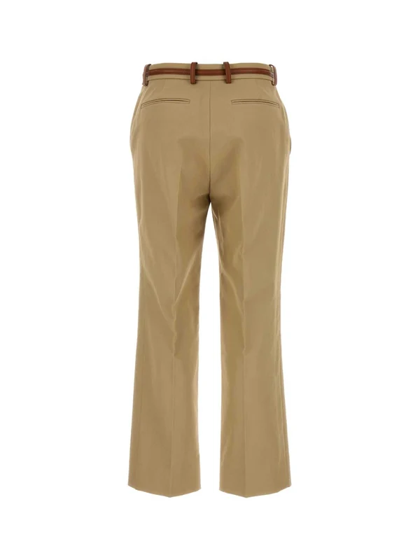 Horsebit Belt Detail Cotton Pants - Image 2