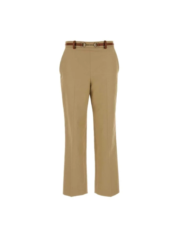 Horsebit Belt Detail Cotton Pants