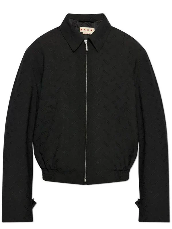 Logo Zipper Detail Collar Jacket