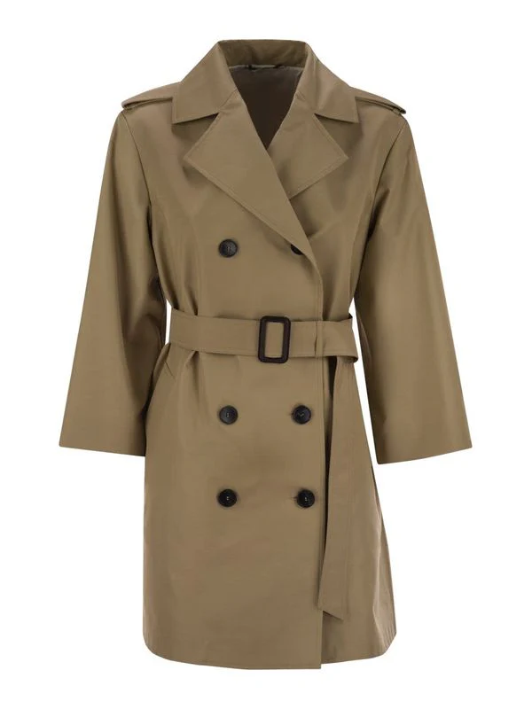 Elodia Double Breasted Gabardine Cotton Trench Coat