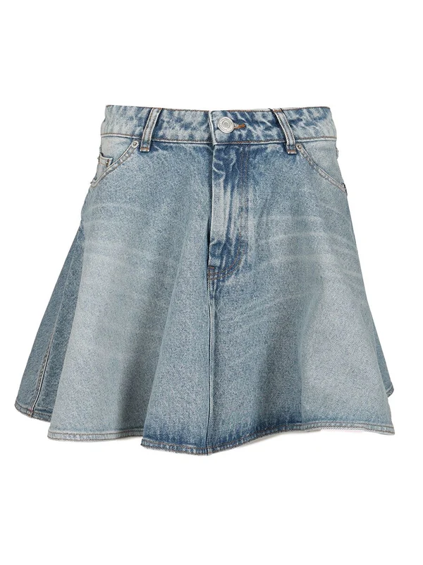 Flared Denim Mini Skirt