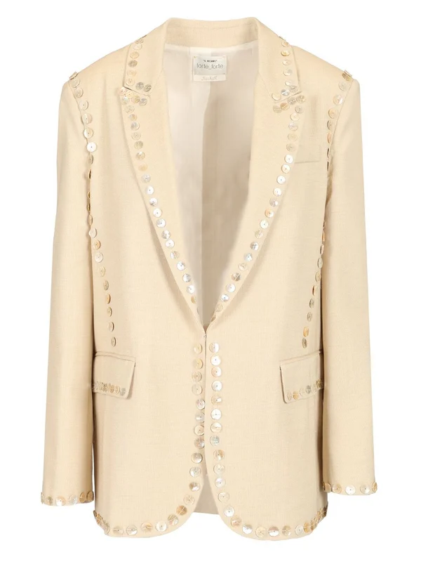 Embroidered sand blazer Tailored Jackets