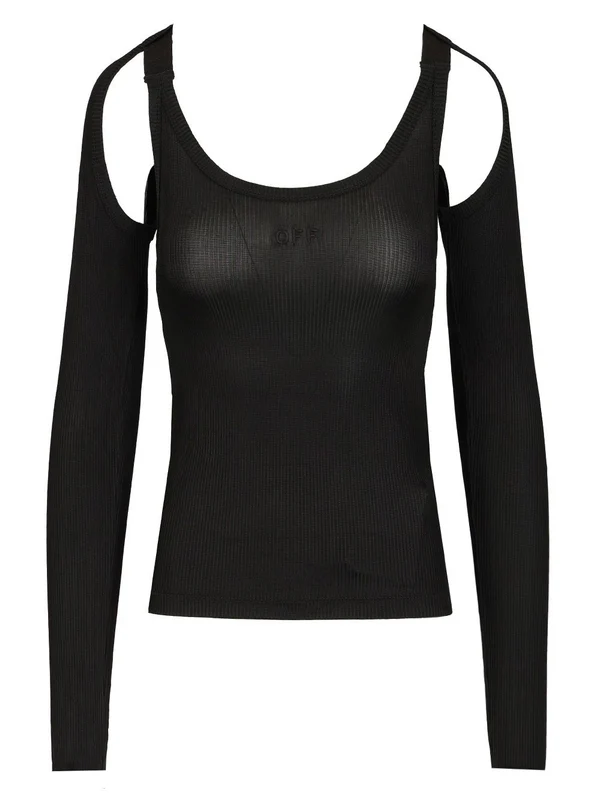 Cutout Detail Ribbed Top
