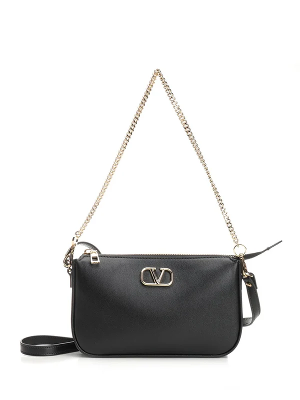 V Logo Mini Leather Shoulder Bag