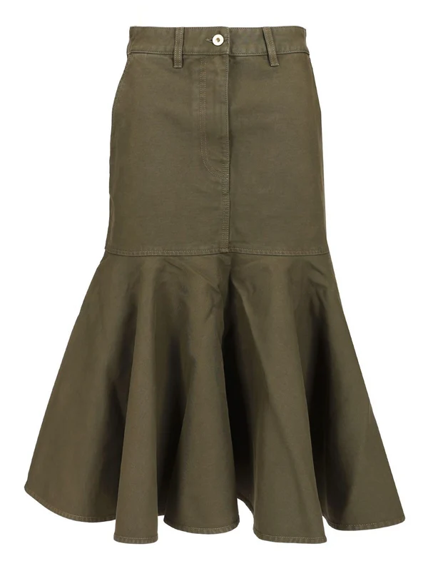 Flared Cotton Midi Skirt